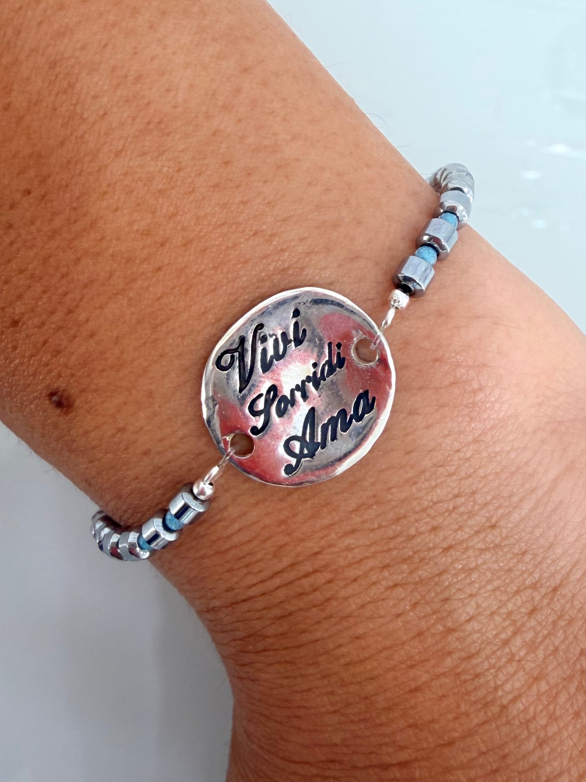 BRACCIALE "Vivi, Sorridi, Ama" (azzurro)