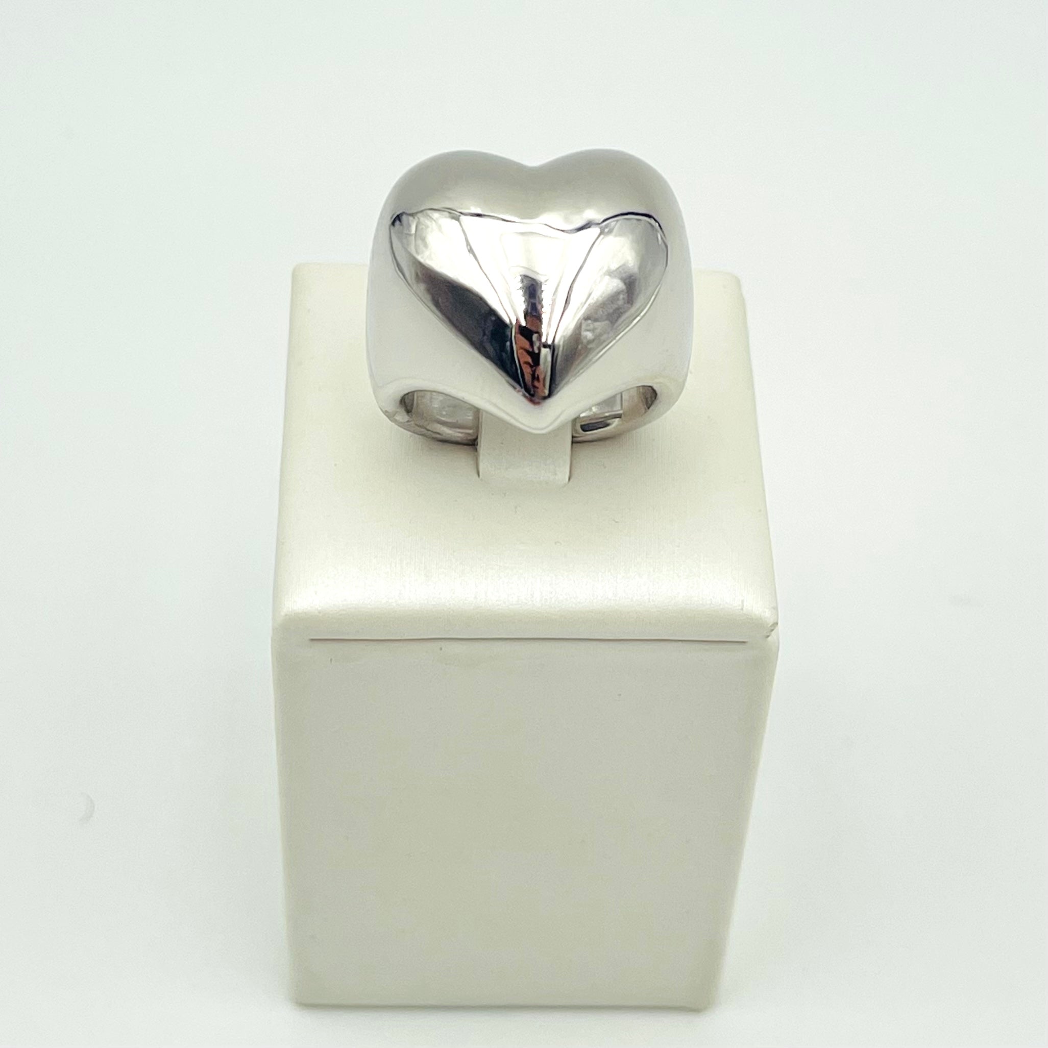 ANELLO CUORE BOMBATO BIANCO 0037DV