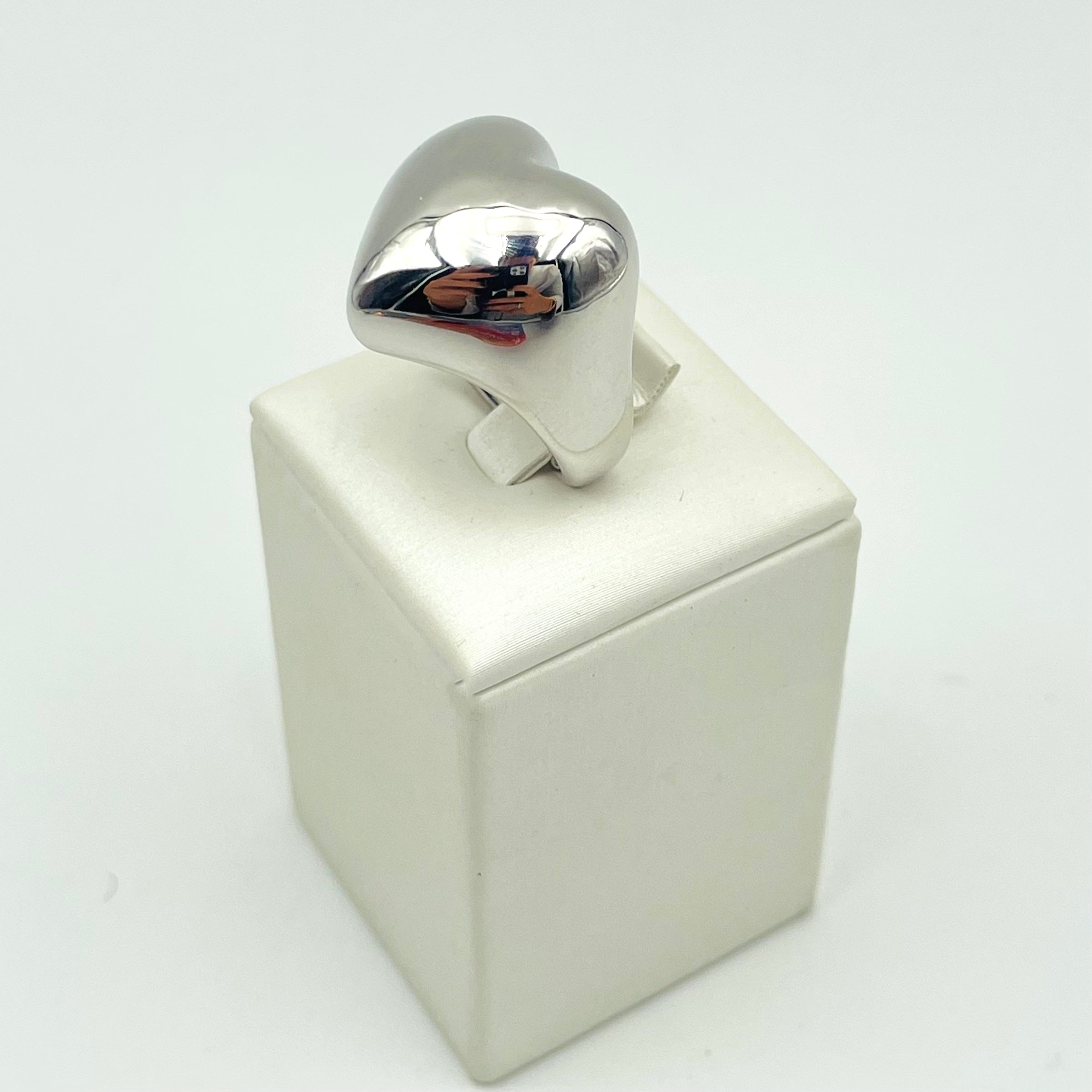 ANELLO CUORE BOMBATO BIANCO 0037DV