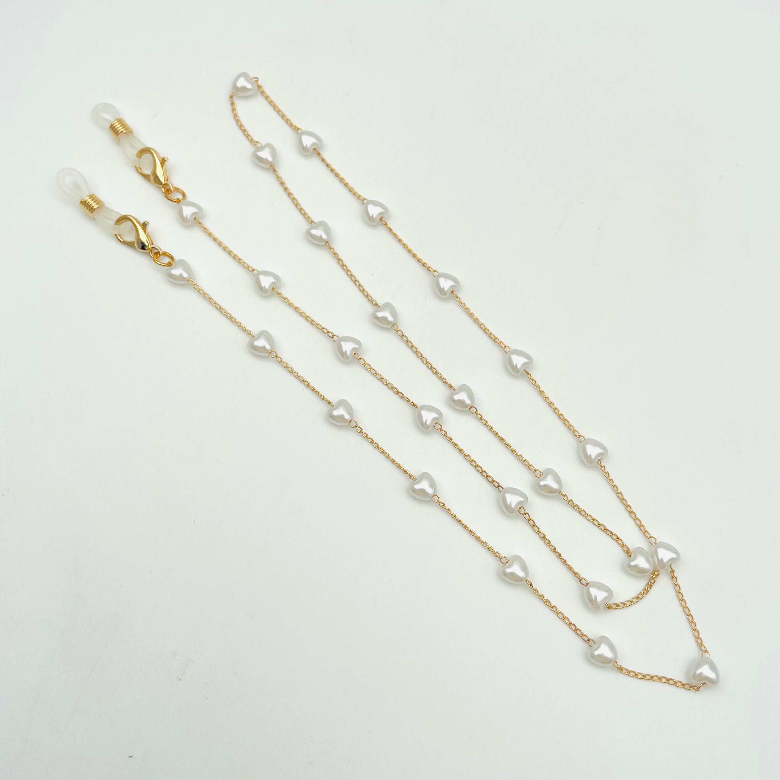 CATENINA PER OCCHIALI CUORI BIANCHI