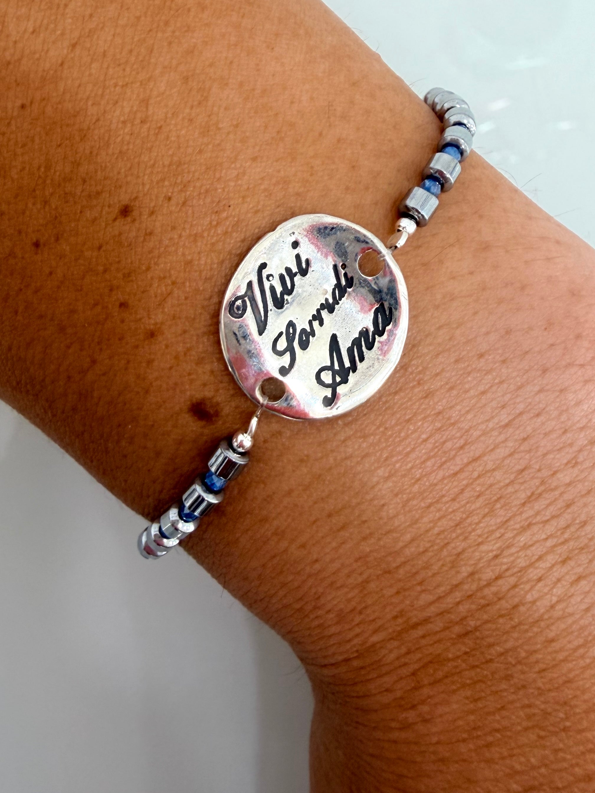 BRACCIALE "Vivi, Sorridi, Ama"(blu)