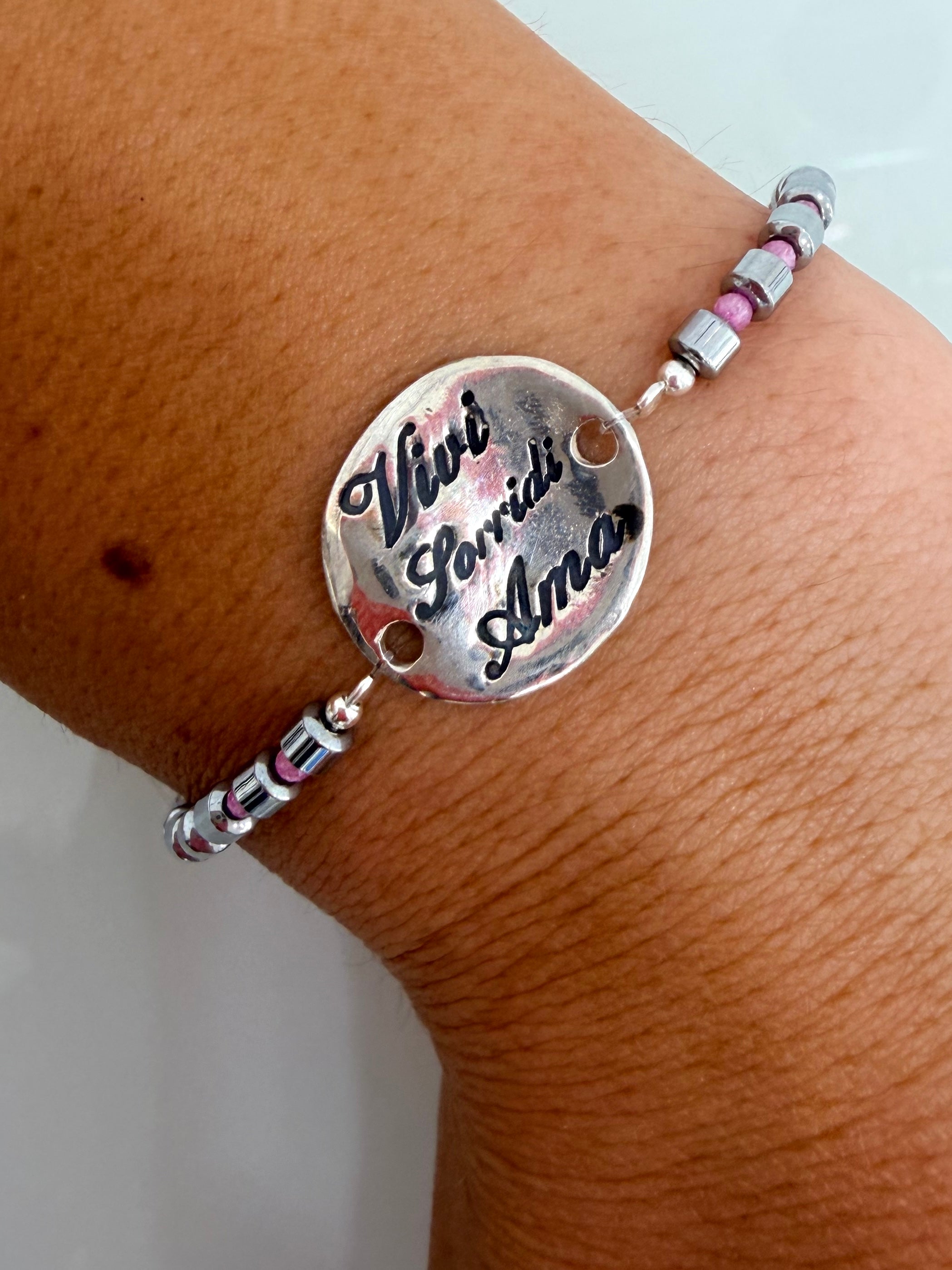 BRACCIALE "Vivi, Sorridi, Ama"(rosa)