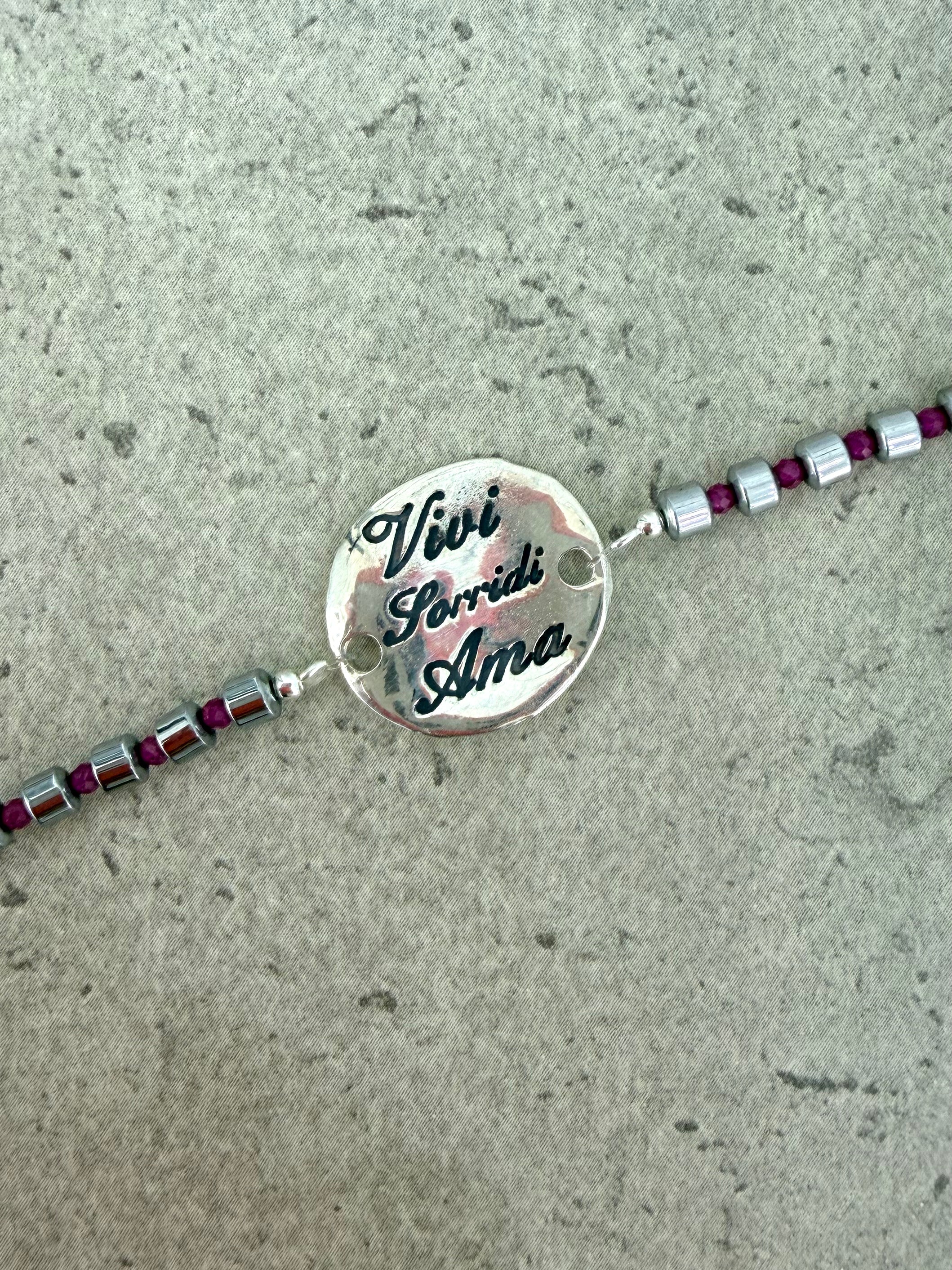 BRACCIALE "Vivi, Sorridi, Ama"(cherry)