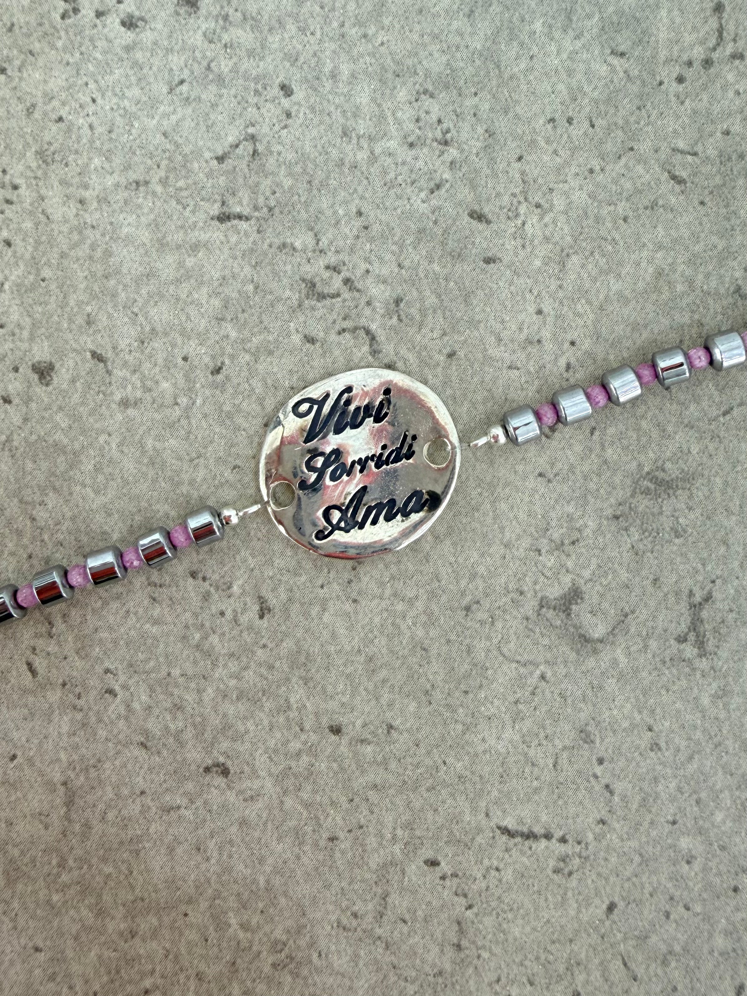 BRACCIALE "Vivi, Sorridi, Ama"(rosa)