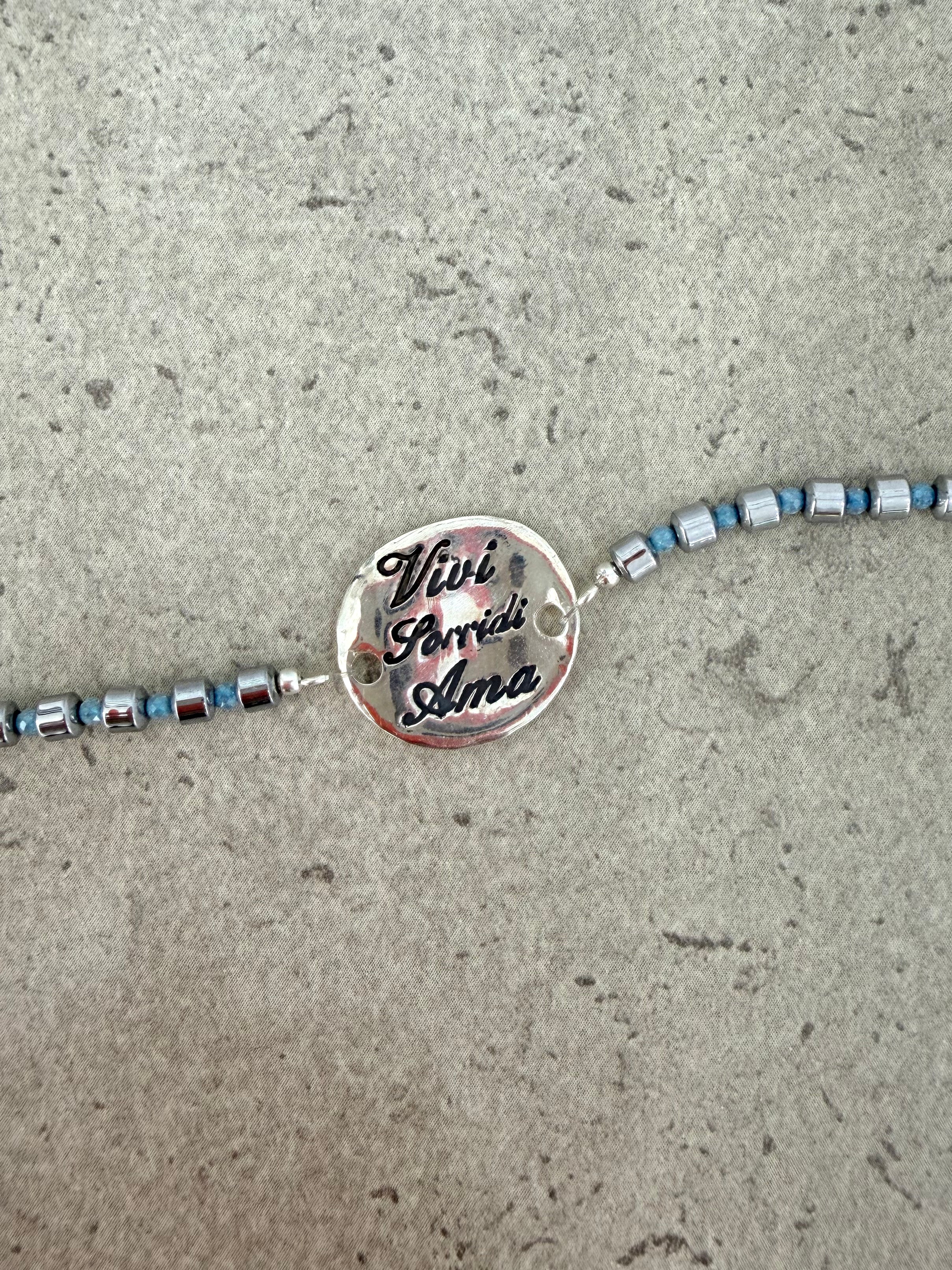 BRACCIALE "Vivi, Sorridi, Ama" (azzurro)