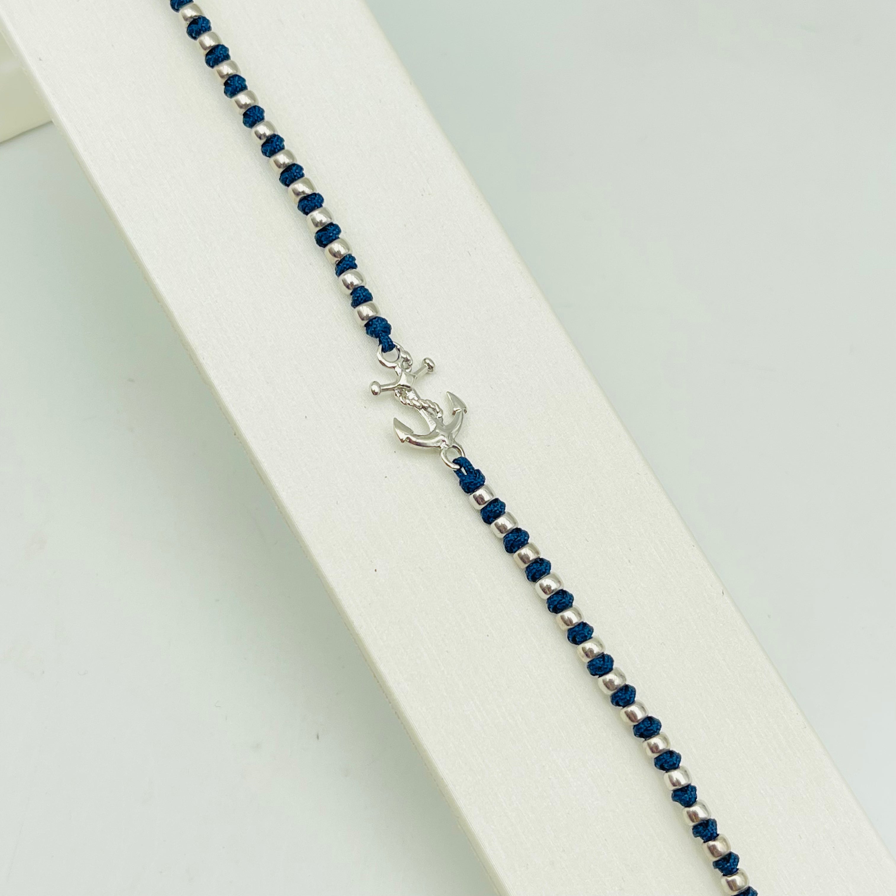 BRACCIALE CORDA ANCORA BLU